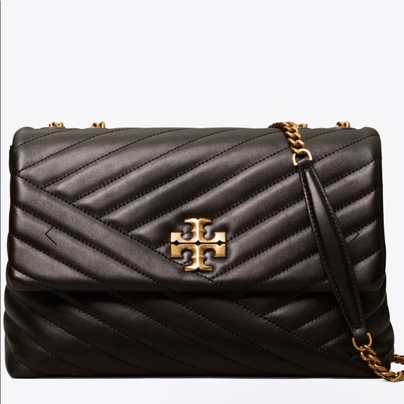 Tory Burch Handbags - Tory Burch Kira Chevron CONVT SHLDR Bag. Excellent Condition New. Black/Gold.